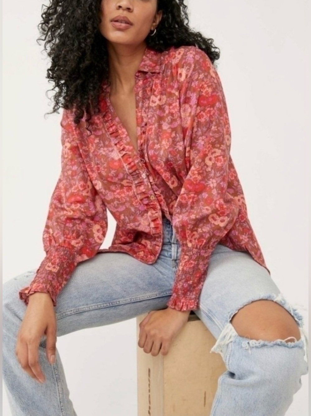 Free People People Wild Gardenia Blouse in the "Earth Combo"